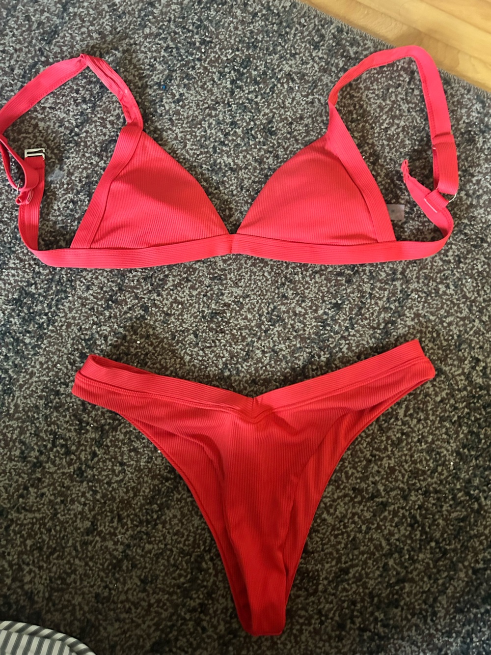 Red Ribbed Bikini Set - Two Piece Swimwear